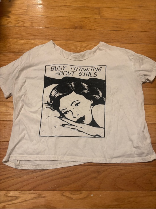 Target Tops - Target White Graphic Short Sleeve Tee "Busy Thinking About Girls"